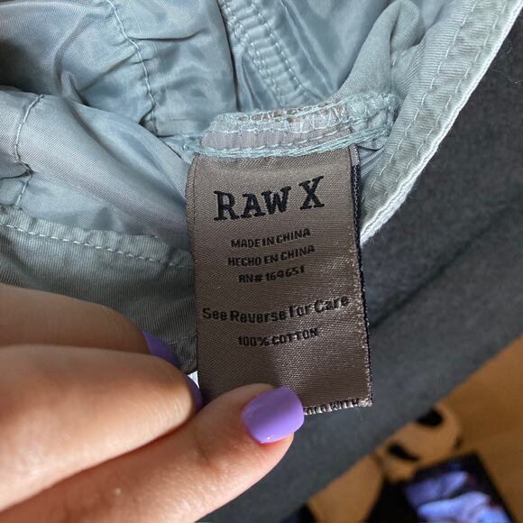 Raw X Mens Shorts Green Relaxed Fit Cargo 100% Cotton Belted Denim 48x11 - Picture 5 of 16